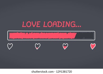 Hand drawn progress bar with hearts, vector eps10 illustration