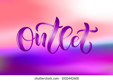 Hand drawn promotional design for banner on website, clothes store. Drawn art sign. Art illustration of logotype Outlet.