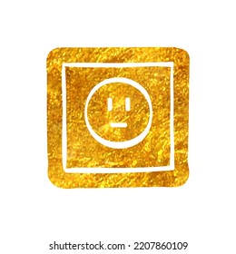 Hand drawn Protected electric outlet icon in gold foil texture vector illustration