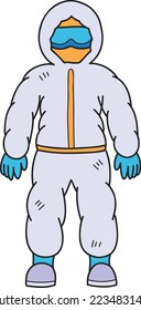 Hand Drawn protective PPE suit for doctor illustration isolated on background