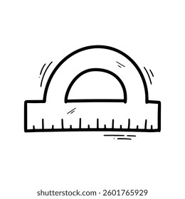 Hand Drawn Protractor Illustration. Doodle Vector. Isolated on White Background - EPS 10 Vector