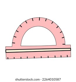 Hand Drawn Protractor Or Ruler