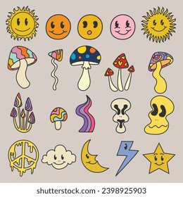 Hand drawn psychedelic element set for your company or brand
