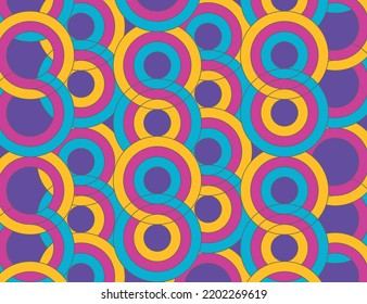 Hand Drawn Psychedelic Groovy Background. Colorful Psychedelic Optical Illusion. Trippy Distorted Image With Light Diffraction Effect In The Psychedelic Style Of The '80s - 90s Vaporwave.