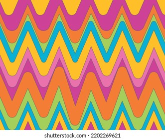 Hand Drawn Psychedelic Groovy Background. Colorful Psychedelic Optical Illusion. Trippy Distorted Image With Light Diffraction Effect In The Psychedelic Style Of The '80s - 90s Vaporwave.