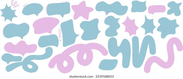 Caixa de texto multicolorida psicodélica desenhada à mão para mídia social. Modelo gráfico moderno de quadro curvo. estilo groovy . Ilustração vetorial
