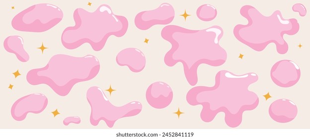 Hand drawn psychedelic retro textbox for social media. Trendy graphic template of curved frame. groovy style . Vector illustration