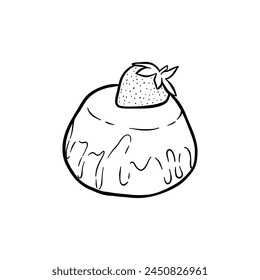pudín dibujado a mano en blanco y negro