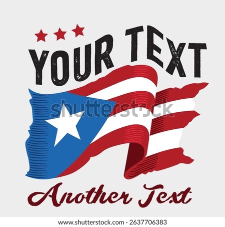 Hand drawn Puerto Rico Flag Logo Vector Illustration Design for Outdoor Brand, T-shirt, and Nature Wild Adventure