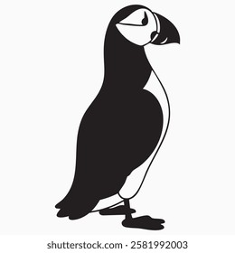 Hand drawn puffin bird silhouette