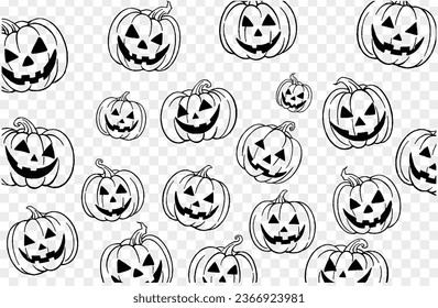 Hand drawn pumpkin in brush style isolated on  transparent PNG background. Perfect for Halloween party.