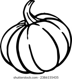 Hand drawn pumpkin  in  brush style isolated on transparent PNG background for Thanksgiving 