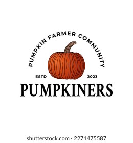 Hand drawn pumpkin farm logo 