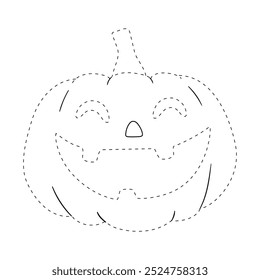 Hand drawn pumpkin halloween coloring pages for kids. Trace and color pumpkin halloween. Pumpkin halloween vector. Coloring book for kids. Kindergarten and preschool worksheets printable for kids. 