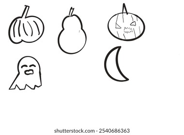 Dibujo de línea de fantasma de luna de calabaza dibujado a mano