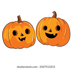 Hand drawn Pumpkin on white background vector illustration holiday Halloween