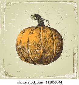 Hand drawn pumpkin in retro style