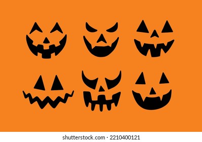 Hand drawn pumpkin silhouette set.