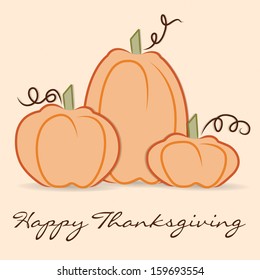 Hand drawn pumpkin Thanksgiving card in vector format.