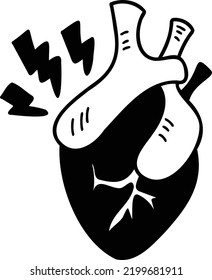 Hand Drawn punk style heart illustration isolated on background