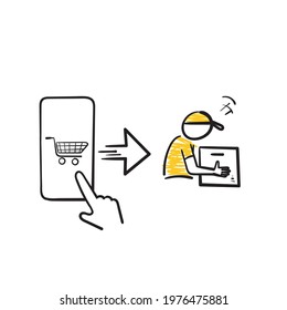 hand drawn purchase order and delivery illustration vector isolated