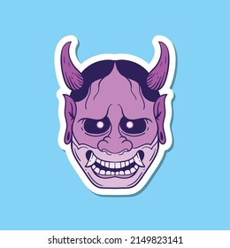 hand drawn purple devil face vintage doodle illustration for tattoo stickers poster etc
