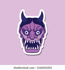 hand drawn purple devil mask vintage doodle illustration for stickers print etc premium vector