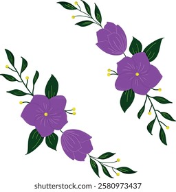 Hand drawn purple flower. Vector illustration.