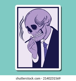 hand drawn purple skull doodle illustration for stickers etc