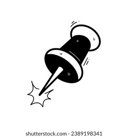 Hand Drawn Push Pin Illustration. Doodle Vector. Isolated on White Background - EPS 10 Vector
