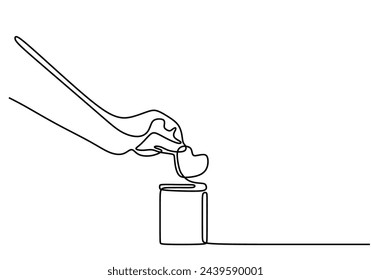 Hand drawn of hand put heart in donate box in one line style. Minimalist concept of help support and volunteer activity in vertical web banner in simple linear style. Gift of love Vector illustration