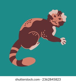 Concepto de color de mono de marmoset pintado a mano. Carácter infantil. Animales de arte abstracto. Ilustración vectorial moderna.