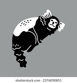 Hand drawn pygmy marmoset monkey color concept. Children's character. Abstract art animal. Contemporary trendy vector illustration.