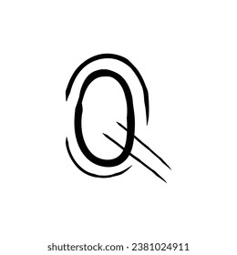 Hand drawn q letter font style for decorative, poster, logo.