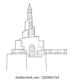 hand drawn qatar landmark islamic cultural center vector illustration template design