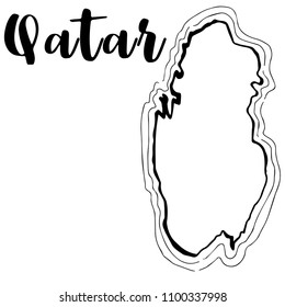 Hand drawn Qatar map sketch,vector illustration