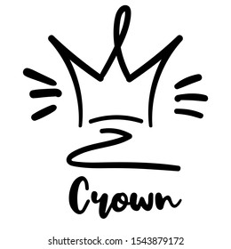 Hand drawn Queen, king, royal, princess crown. Isolated art element for invitation and wedding decoration design. Hand drawn crown. Vector illustration