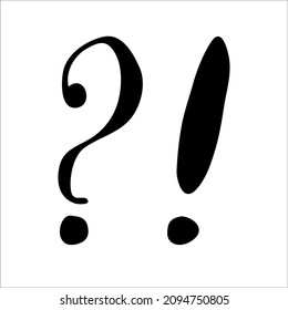 Hand drawn question and exclamation mark doodle element for design concept