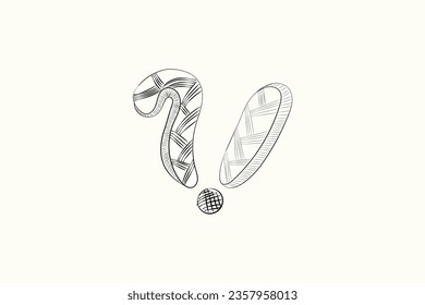 Hand drawn question exclamation mark doodle sign
