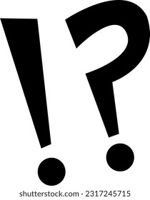 Hand - drawn question and exclamation marks in black. Vector illustration of question and exclamation marks highlighted on a white background. Vector illustration.