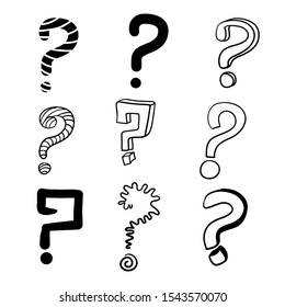 hand drawn  question mark with doodle cartoon style