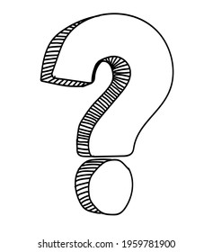 Hand drawn question mark in doodle style. Sketch style icon. Isolated on white background