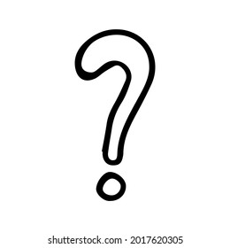 Handgezeichnetes Fragezeichen-Symbol doodle. Einzeln auf weißem Hintergrund. Handgezeichnet eine schwarze Linie. Dekorationselement. Flaches Design. Aufmerksamkeitssymbol. Vektorgrafik. Sketch-Stil