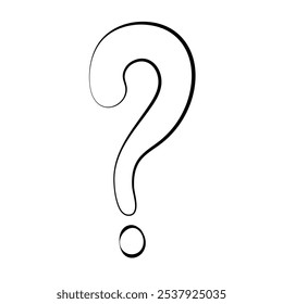 Signo de interrogación dibujado a mano en estilo doodle. Elemento de diseño único aislado sobre fondo blanco. Ilustración vectorial 10.