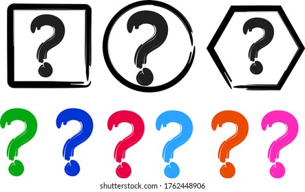 Hand drawn question mark. Question marks with bush stroke. Question marks vector illustration.