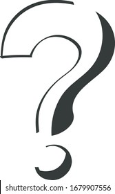signo de interrogación dibujado a mano sobre fondo blanco. Ilustración vectorial. 