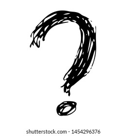 Hand drawn question mark symbol. Black sketch question mark symbol on white background.