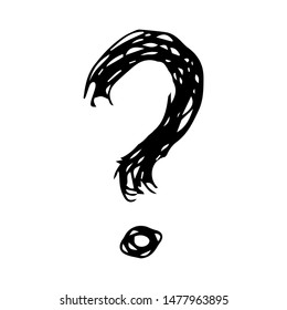 Hand drawn question mark symbol. Black sketch question mark symbol on white background.