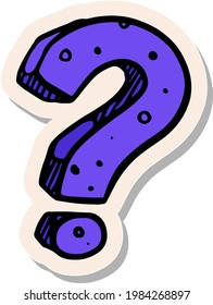 Hand drawn question mark symbol in sticker style vector illustration