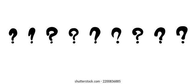 Hand Drawn Question Marks. Doodle Marker Ask Point. Punctuation Marks. Black Vector Illustration On White Background.